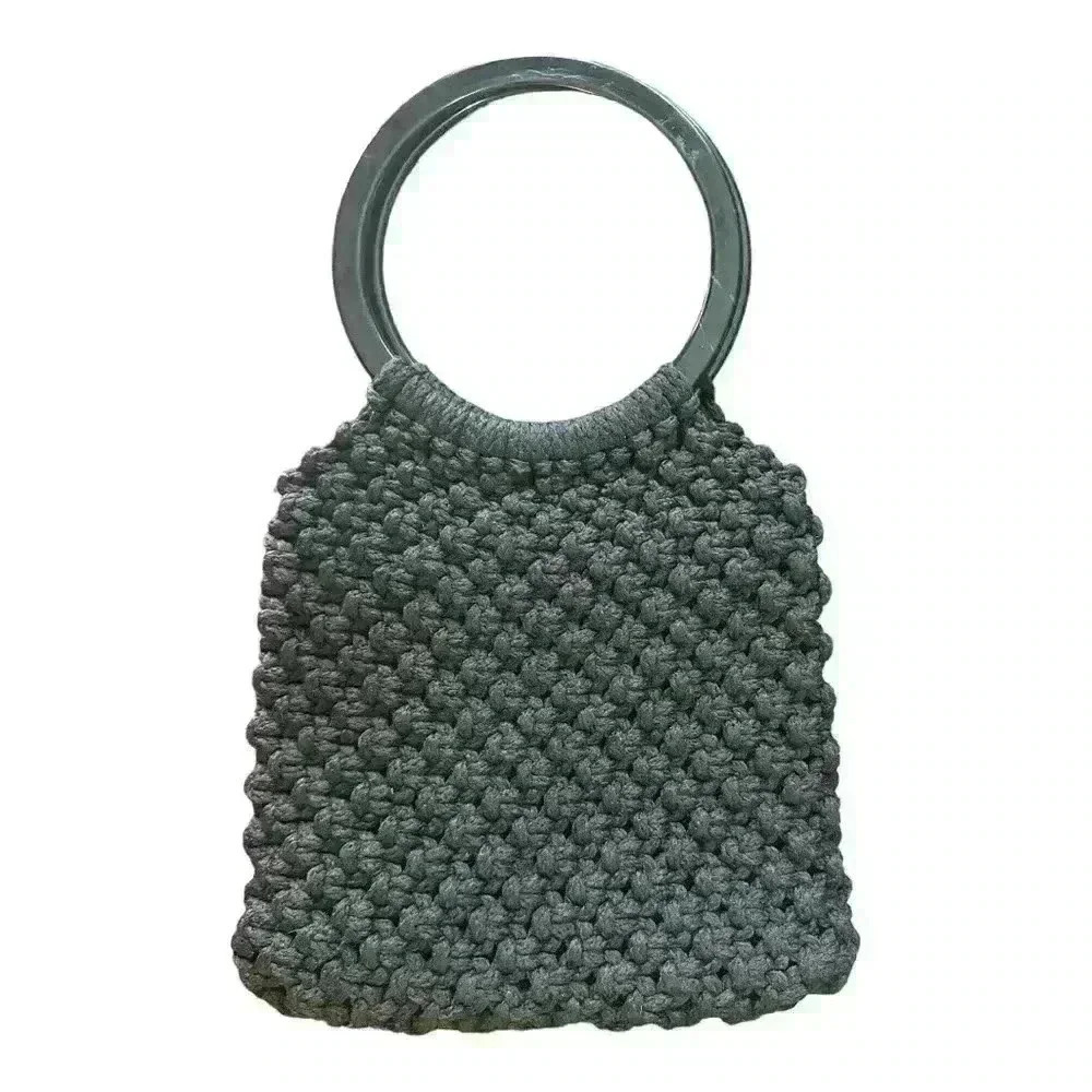 Vintage 70’s Macrame Purse With Round Wooden Handles, 1970’s Boho Handbag - Picture 2 of 4